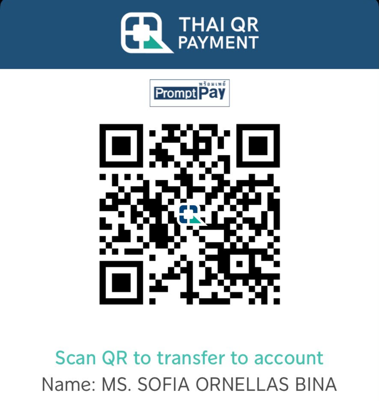 PromptPay QR code to scan for donating